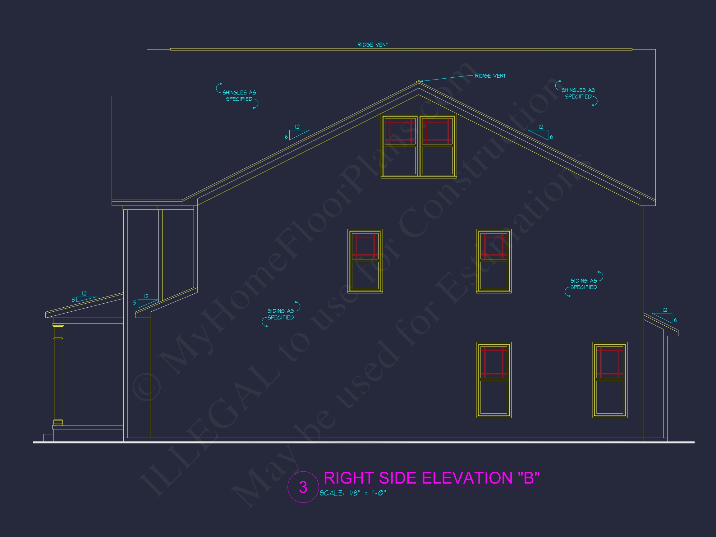 Craftsman Home Plan with 4 Bedrooms,3 Baths,and CAD Designs