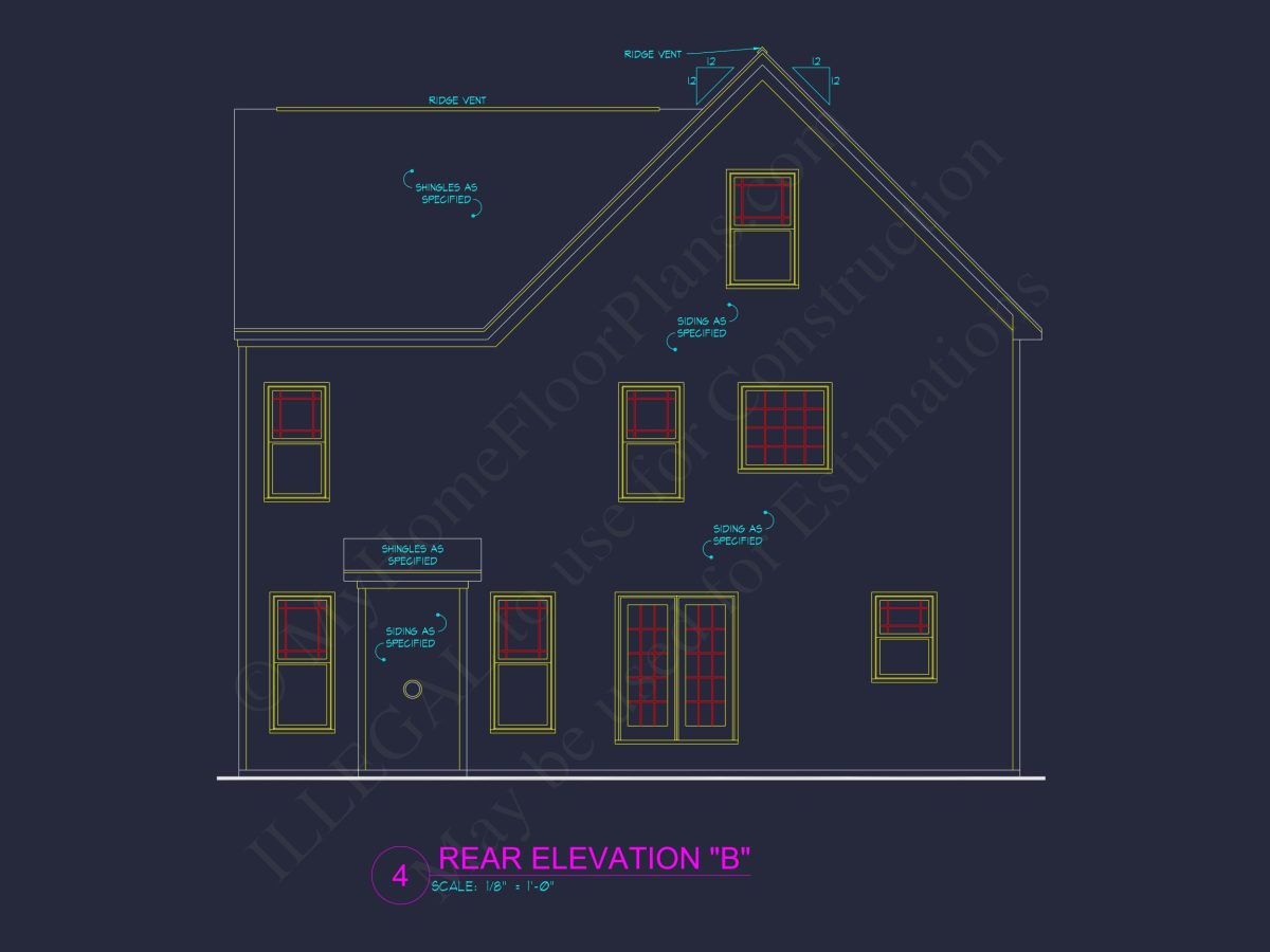 Craftsman house Plan with 4 Bedrooms, 3 Baths, and CAD Designs