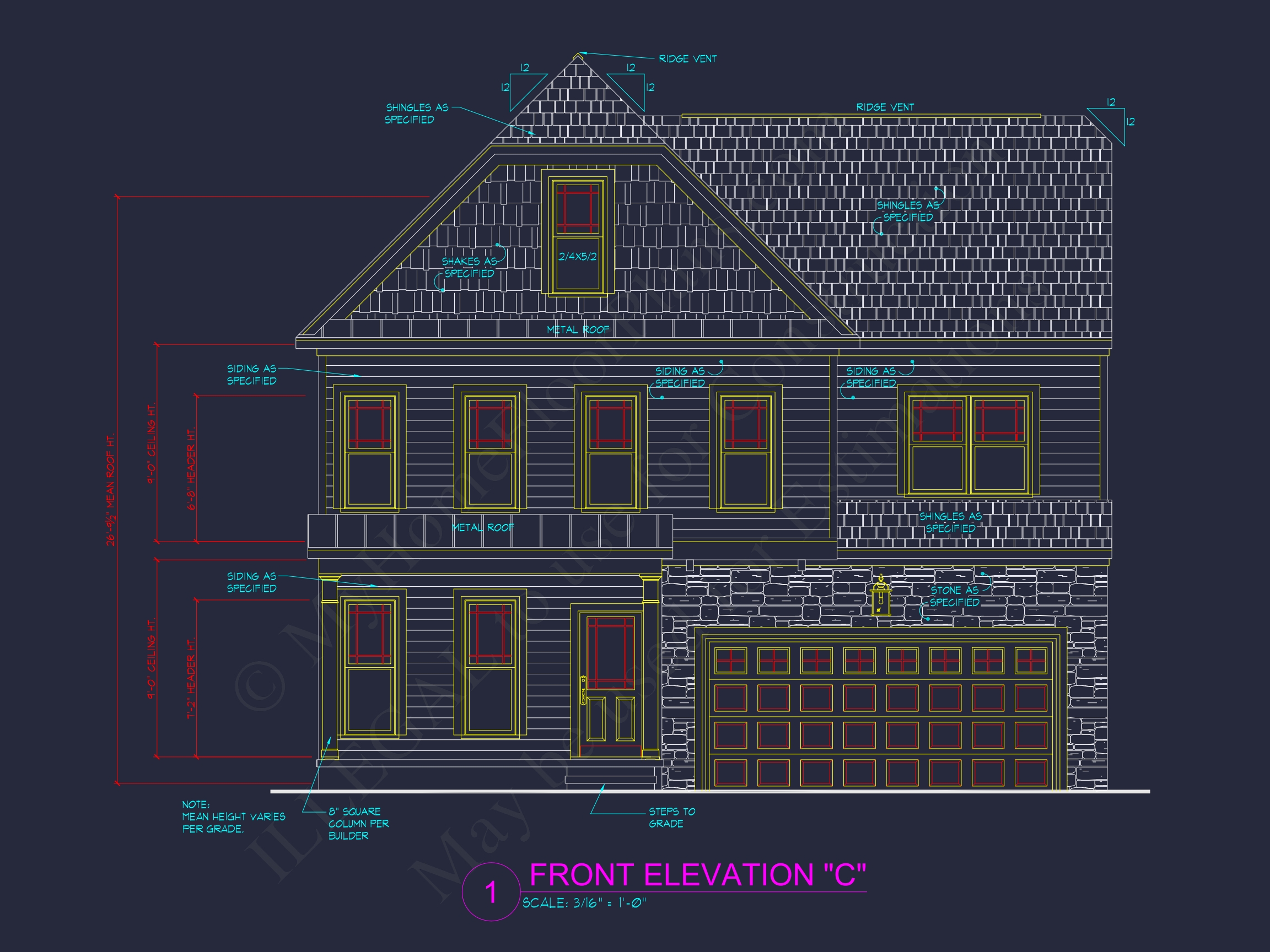 Craftsman Home Plan with 4 Bedrooms,3 Baths,and CAD Designs