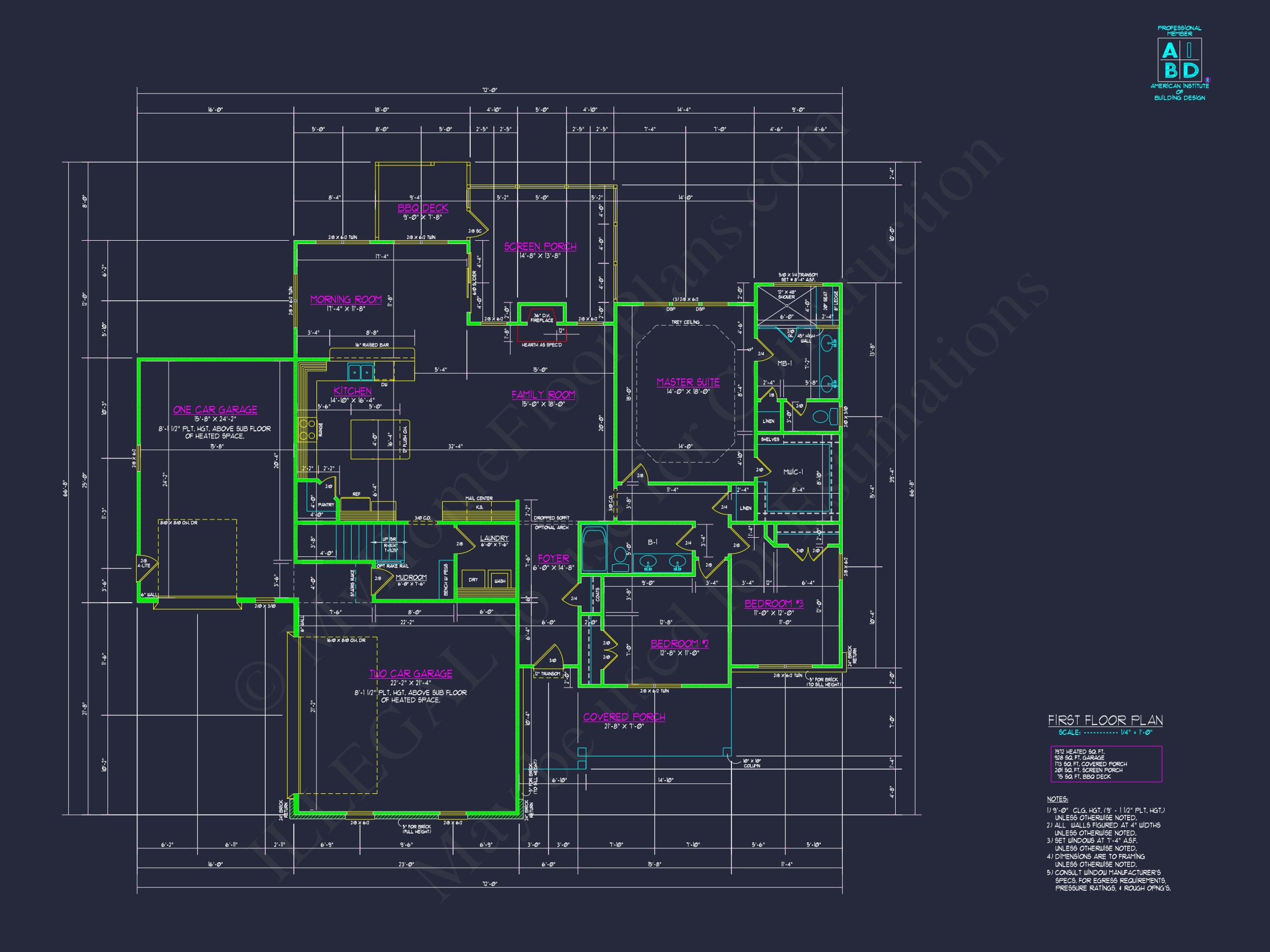 Craftsman house Plan with 4 Bedrooms,Spacious CAD Designs