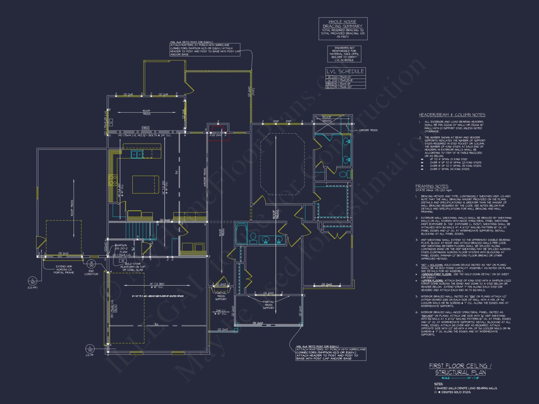 Craftsman house Plan with 4 Bedrooms, Spacious CAD Designs