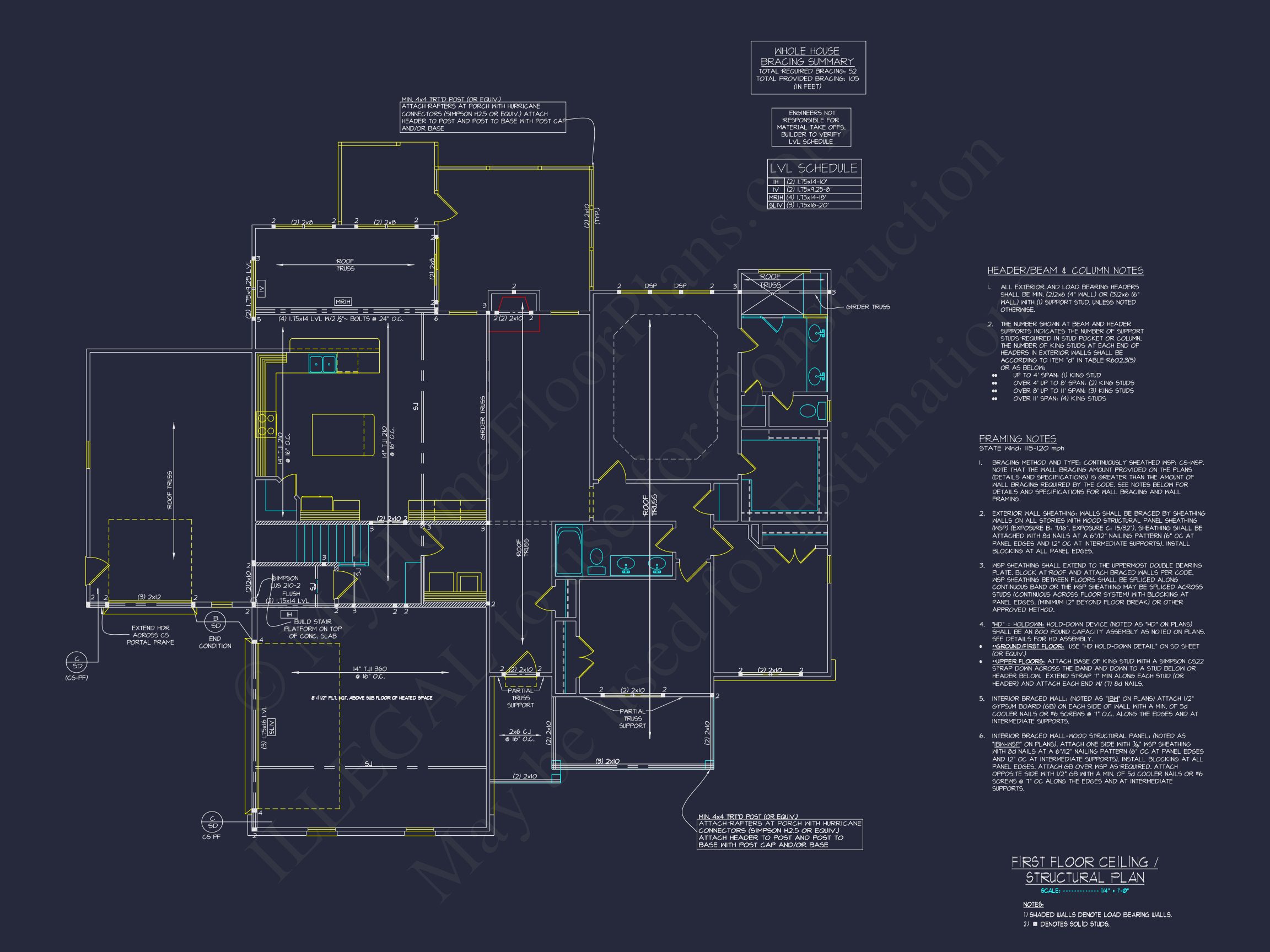 Craftsman house Plan with 4 Bedrooms,Spacious CAD Designs