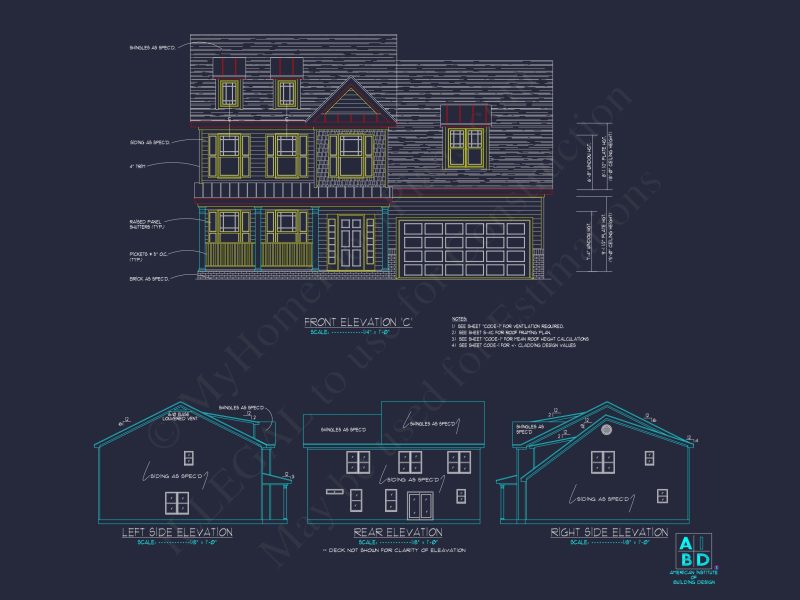Craftsman house Plan with 5 Beds, 3.5 Baths & CAD Designs