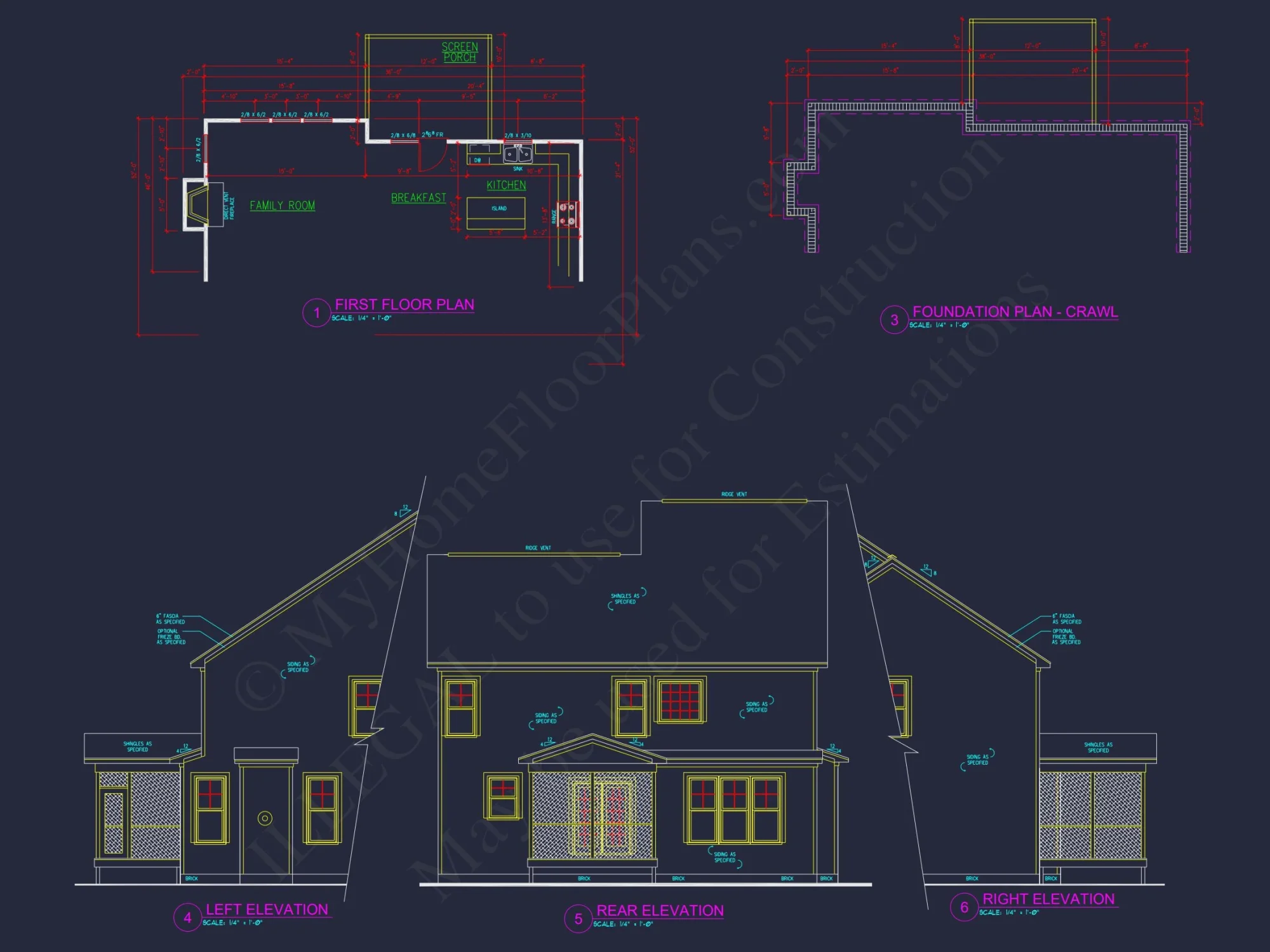 Craftsman house Plan with CAD Blueprint and Open Floor Plan