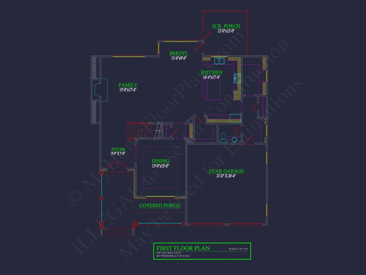 Craftsman house Plan with Detailed Blueprint and CAD Designs