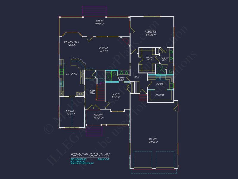 Craftsman house Plan with Detailed CAD Blueprint and Open Design