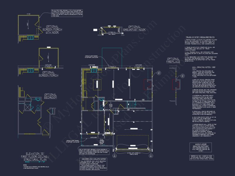 Craftsman house Plan with Detailed CAD Designs & Floor Plans