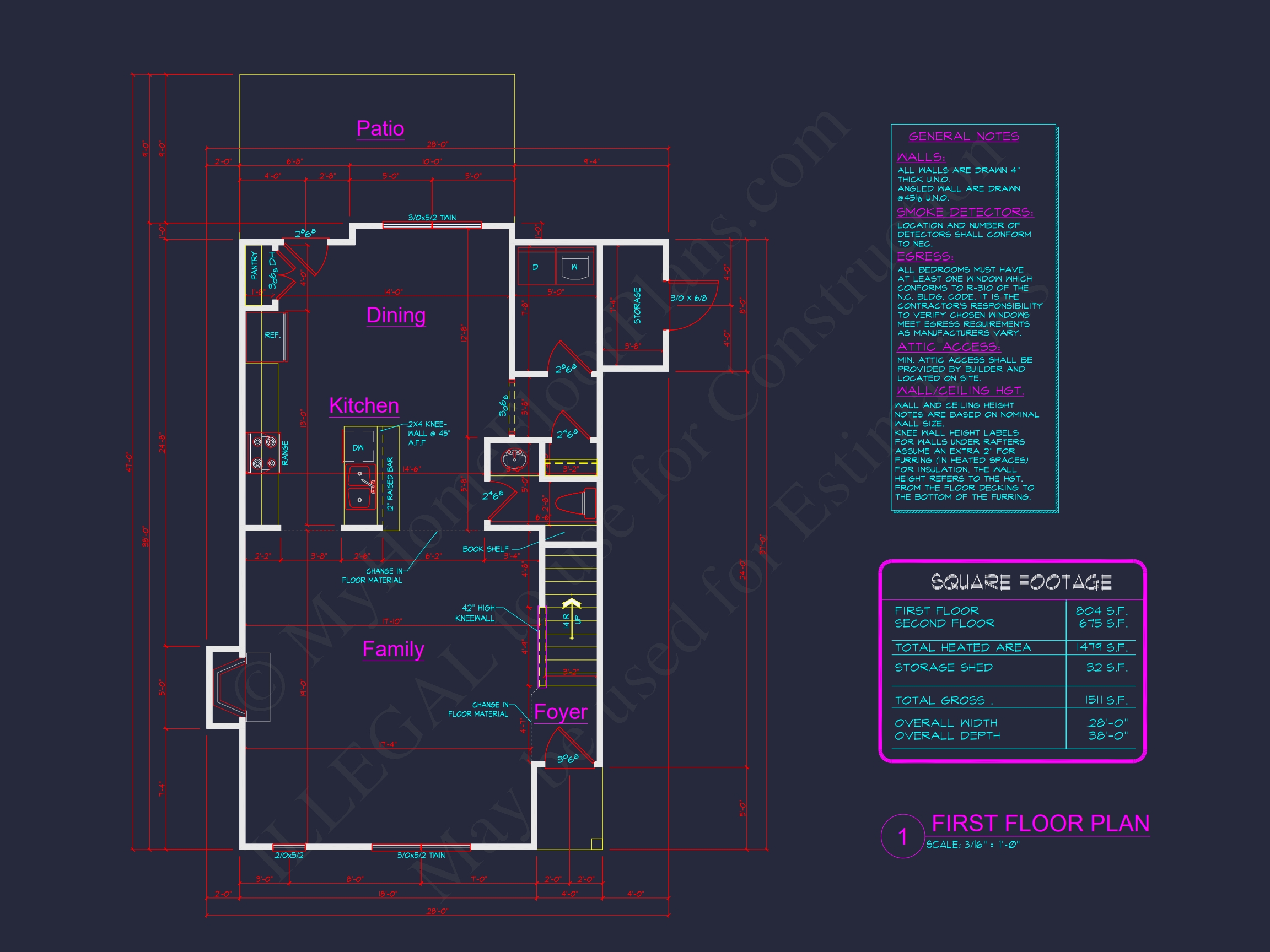 Craftsman Home Plan with Detailed Floor Blueprint and Open Designs