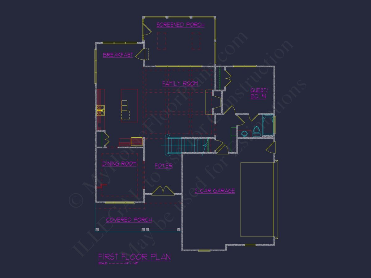 Craftsman house Plan with Detailed Floor Plan and CAD Designs