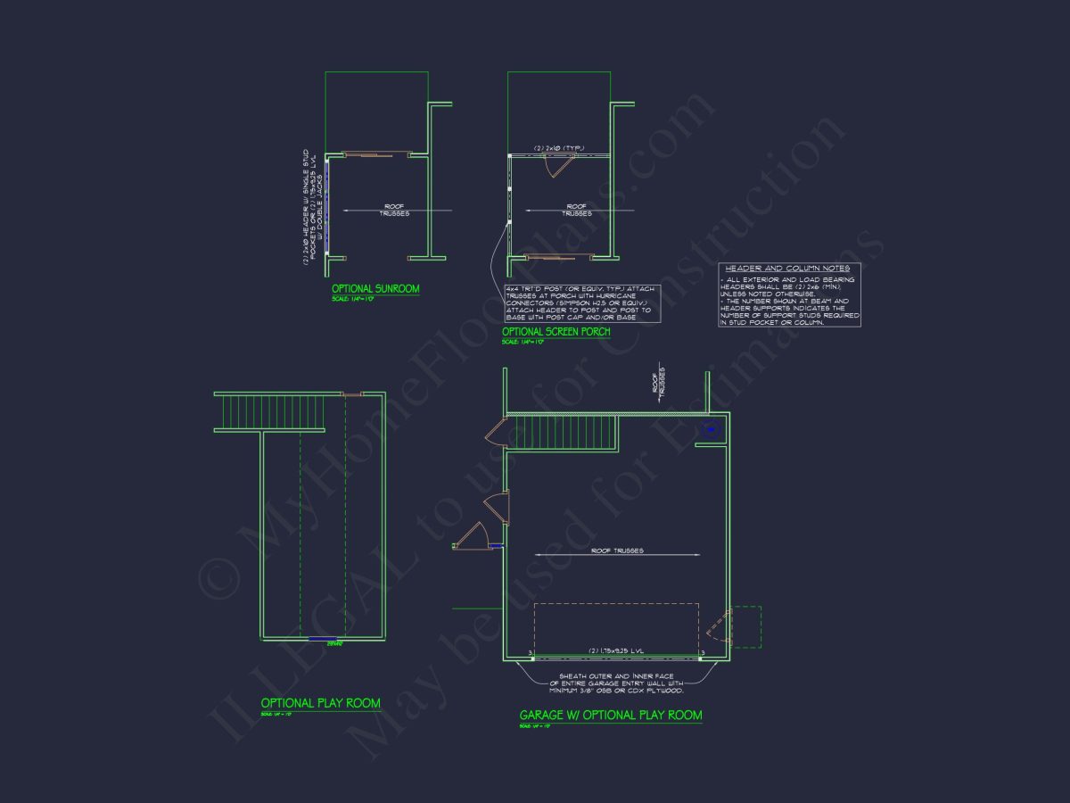 Craftsman house Plan with Open Floor CAD Designs and Features