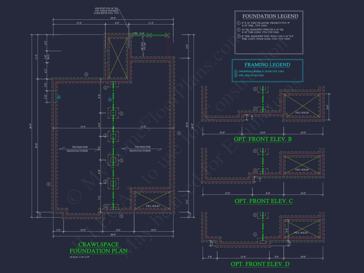 Craftsman house Plan with Open Floor Design & Detailed CAD
