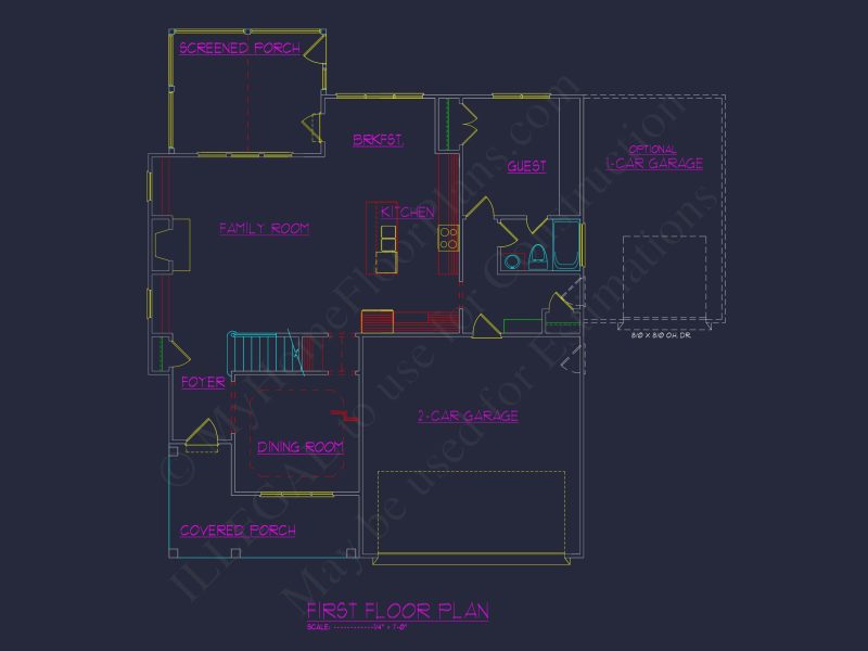 Craftsman house Plan with Open Floor Plan and 2-Car Garage