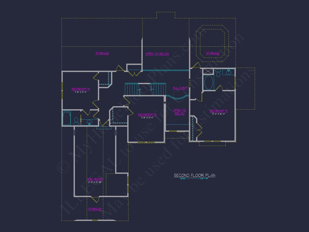 Craftsman house Plan with Open Floor Plan and 4 Bedrooms