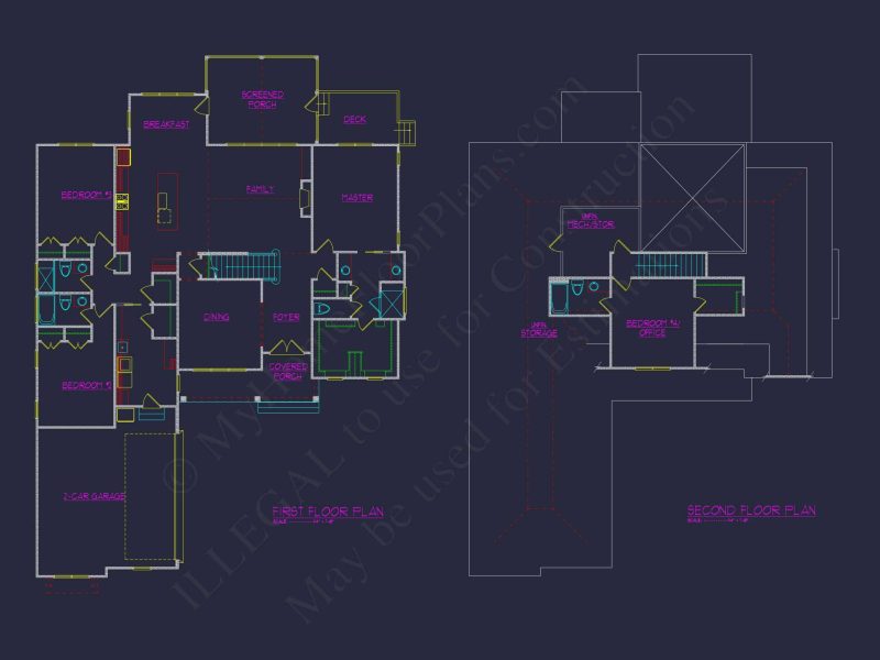 Craftsman house Plan with Spacious Floor Designs and CAD Blueprint