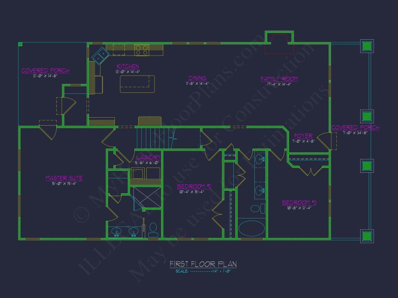 Craftsman house Plan with Spacious Floor Layout and Detailed CAD Designs