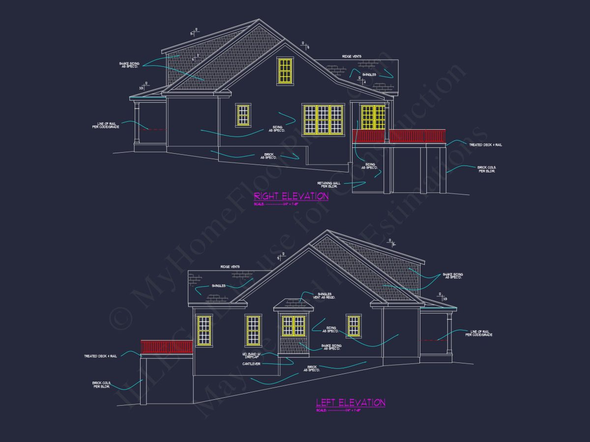Craftsman-Style 3-Story house Plan with Basement & CAD Design