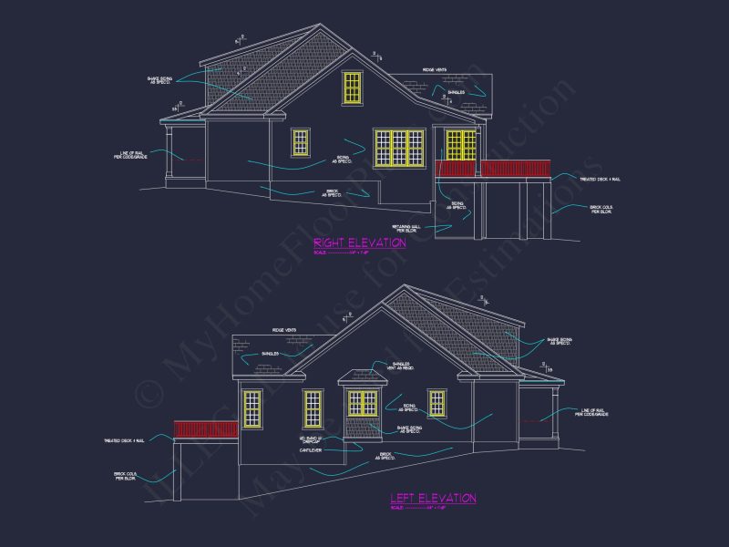 Craftsman-Style 3-Story house Plan with Basement & CAD Design