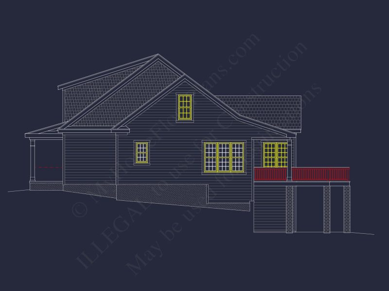 Craftsman-Style 3-Story house Plan with Basement & CAD Design