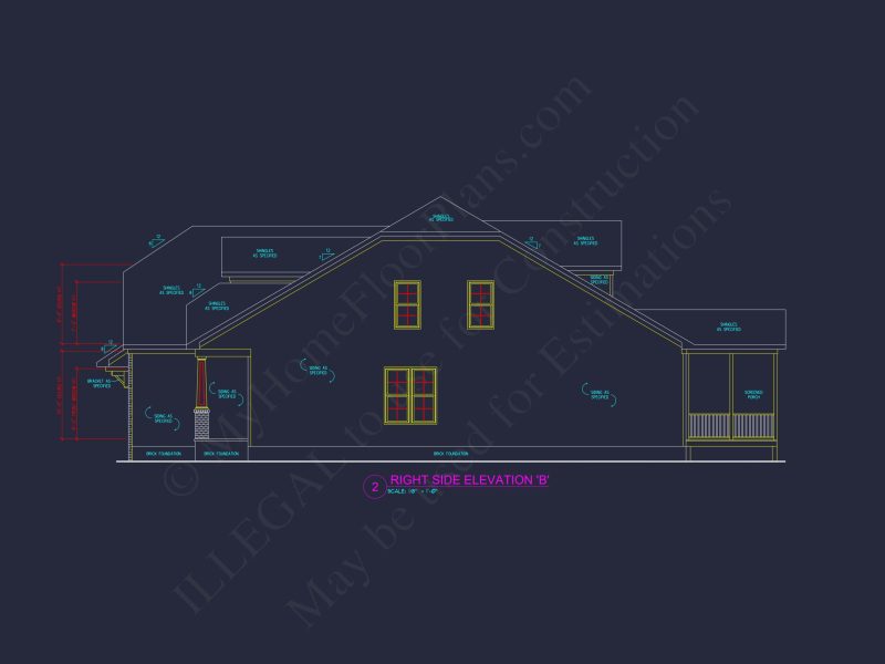 Craftsman-Style house Plan: 3-Bedroom CAD Blueprint Designs