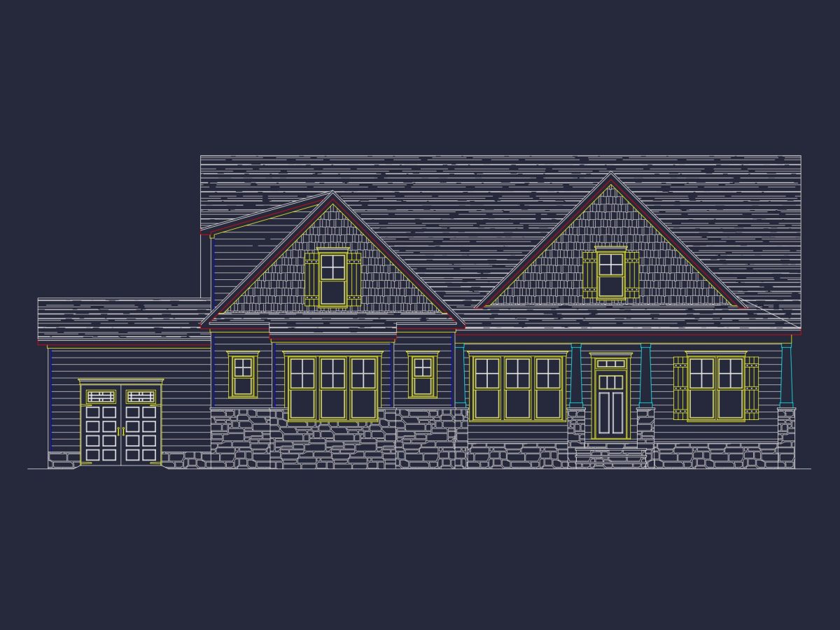 Craftsman-Style house Plan with Open Floor Design & CAD Blueprint