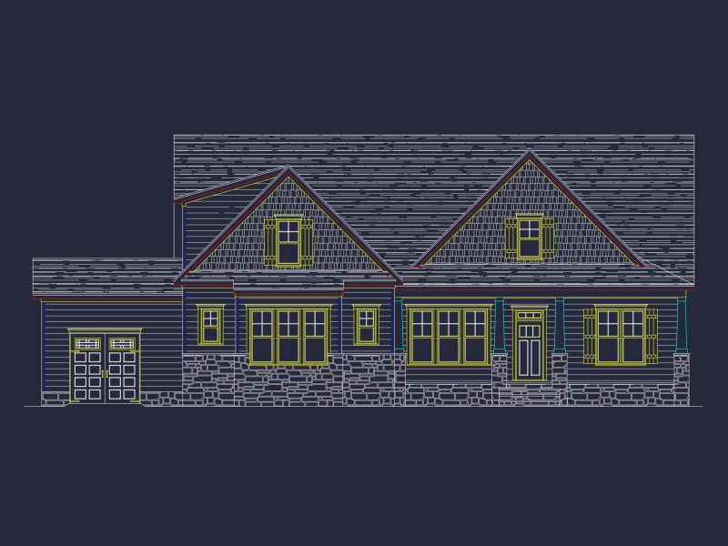 Craftsman-Style house Plan with Open Floor Design & CAD Blueprint