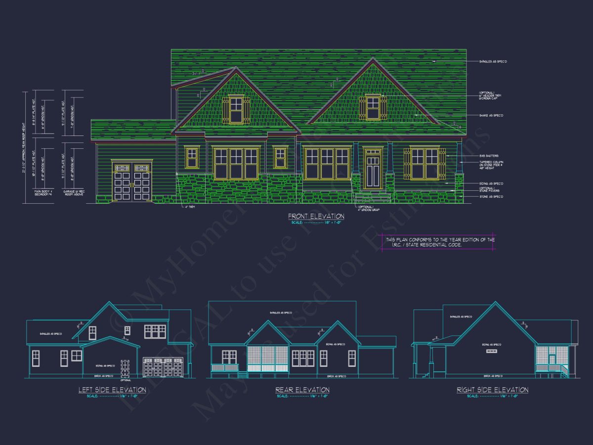 Craftsman-Style house Plan with Open Floor Design & CAD Blueprint