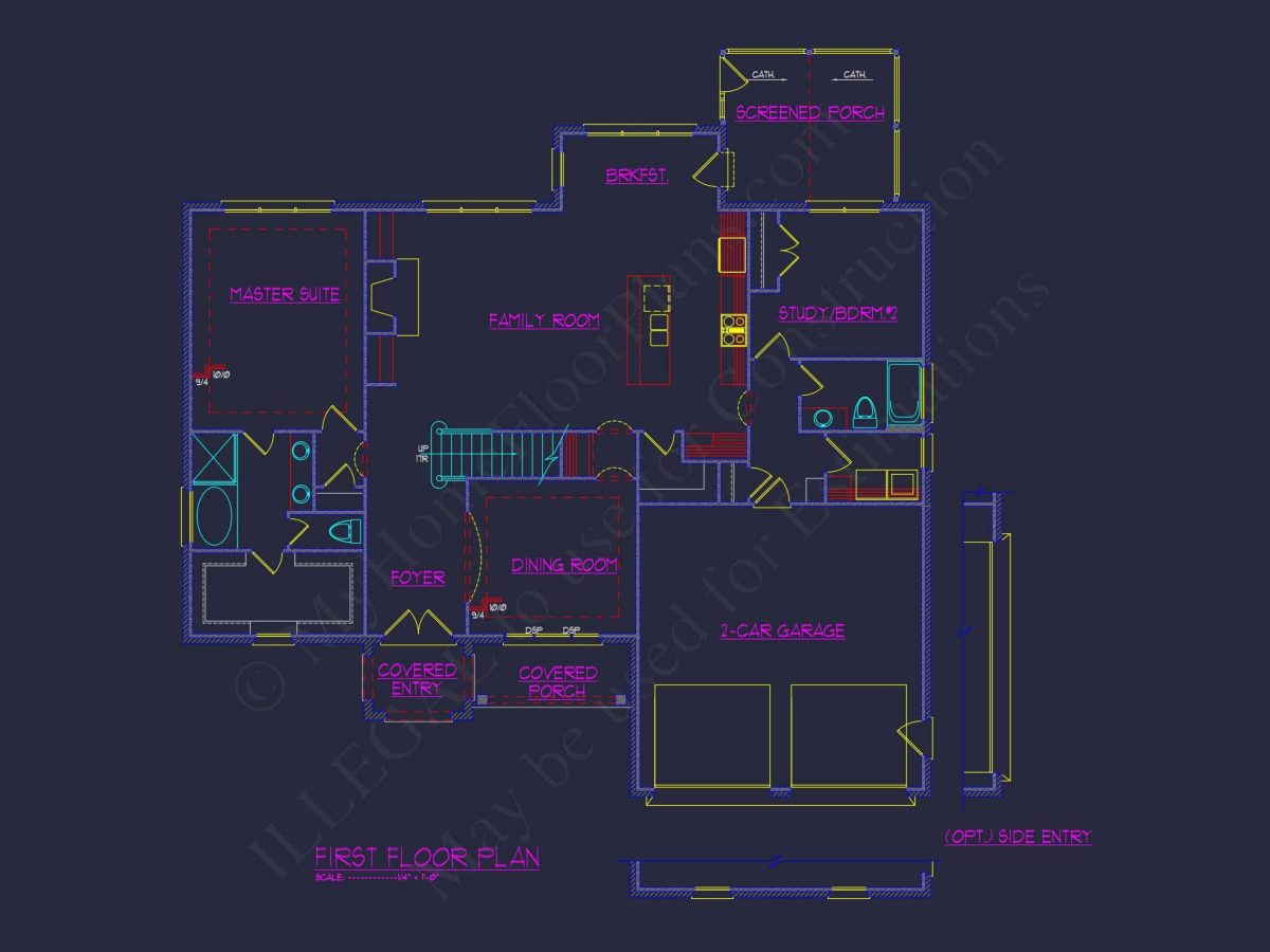 Craftsman and Traditional house Floor Plan with CAD Designs