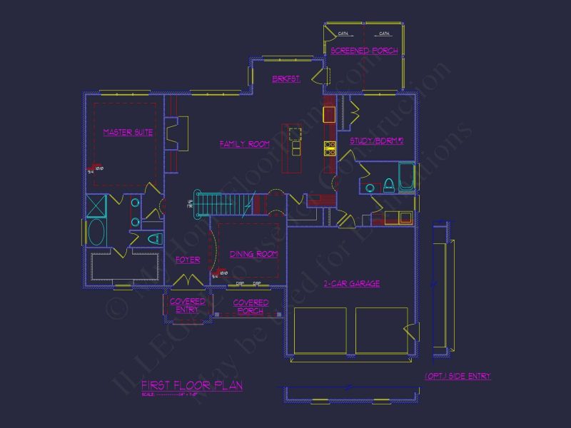 Craftsman and Traditional house Floor Plan with CAD Designs