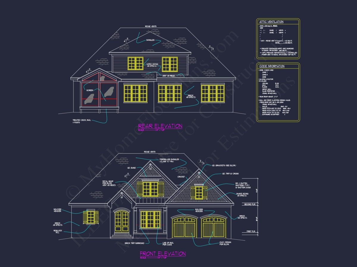 Craftsman and Traditional house Floor Plan with CAD Designs