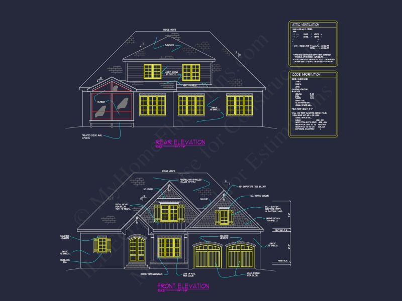 Craftsman and Traditional house Floor Plan with CAD Designs