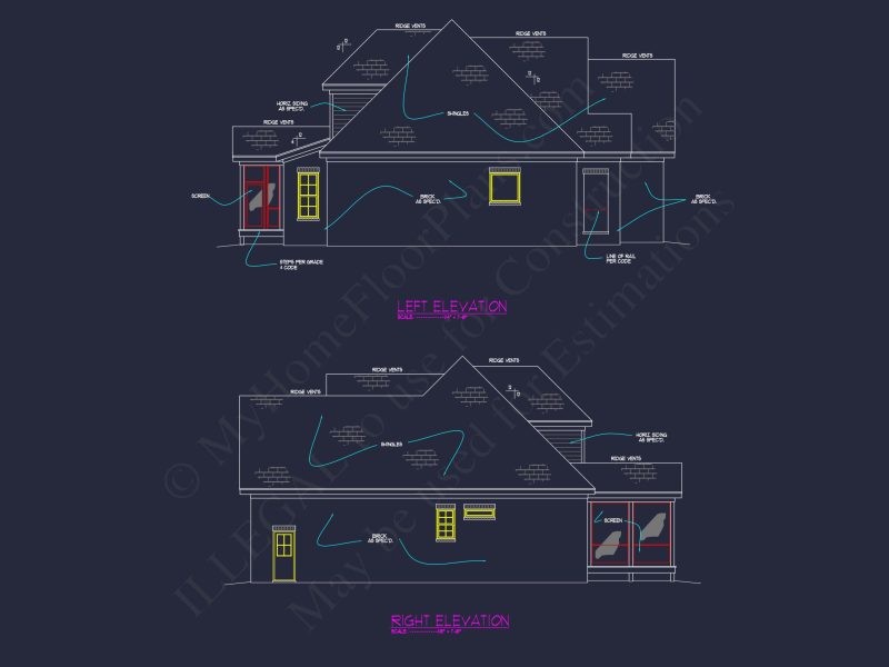 Craftsman and Traditional house Floor Plan with CAD Designs