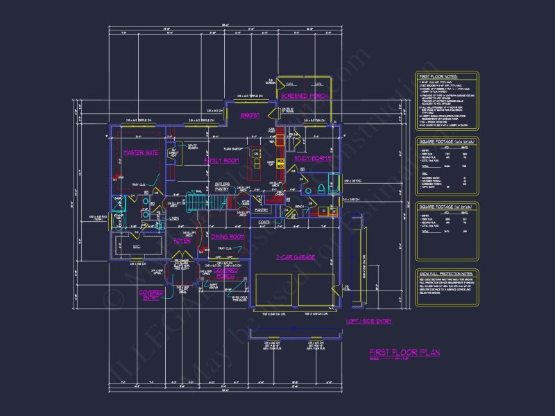 Craftsman and Traditional house Floor Plan with CAD Designs