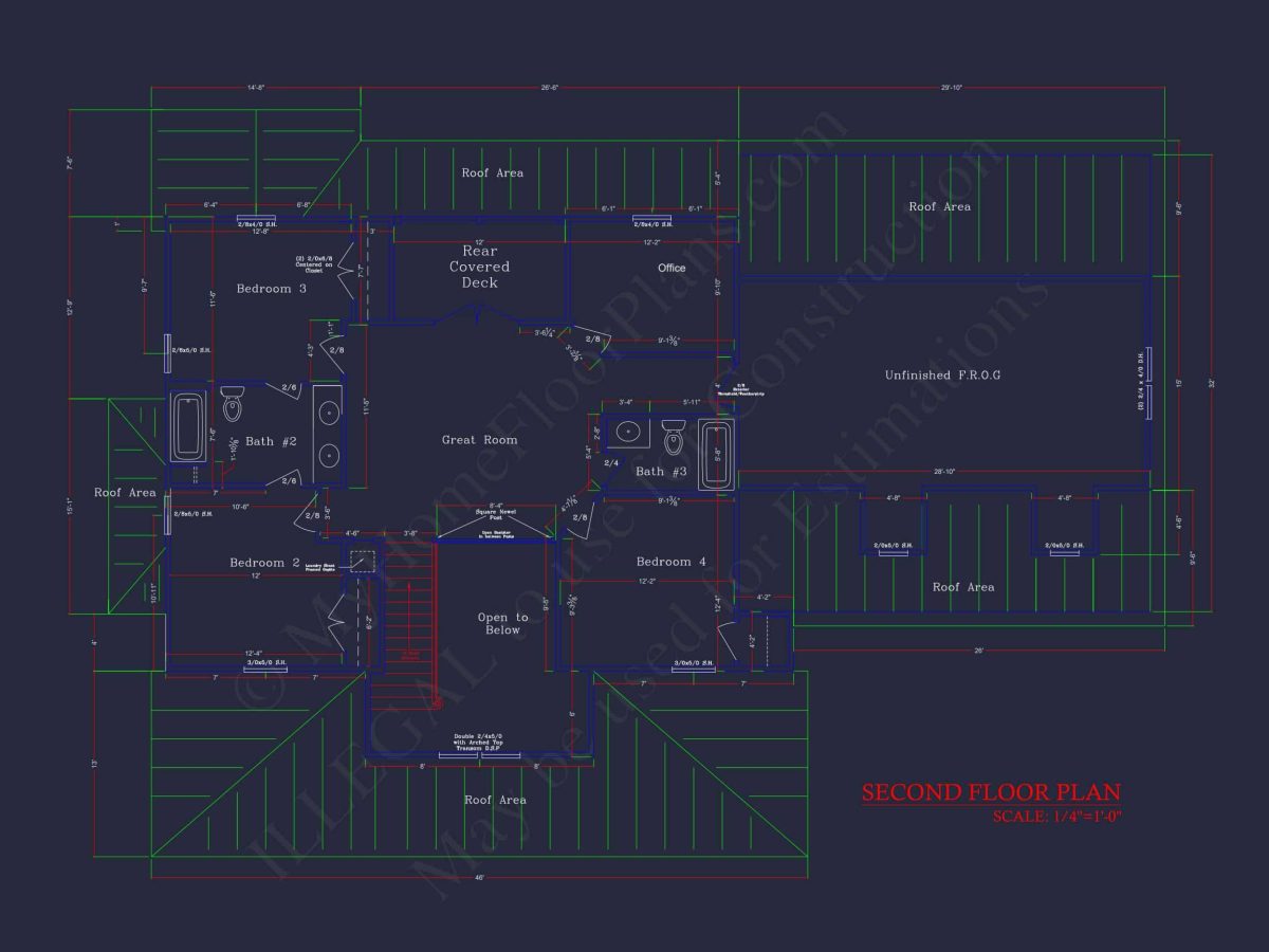 Custom 2-Story house Plan: Architectural CAD Designs & Blueprint