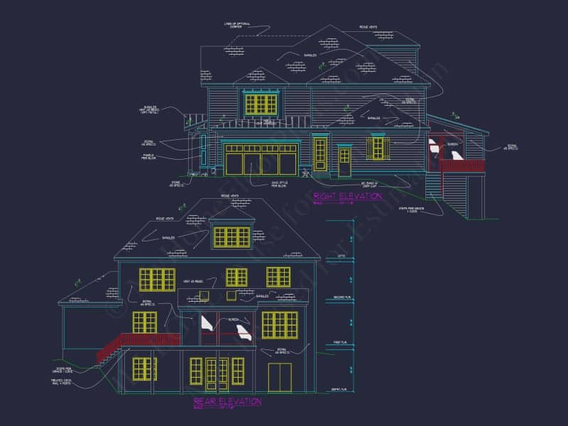 Custom 3-Story house Plan with CAD Designs and Floor Blueprint