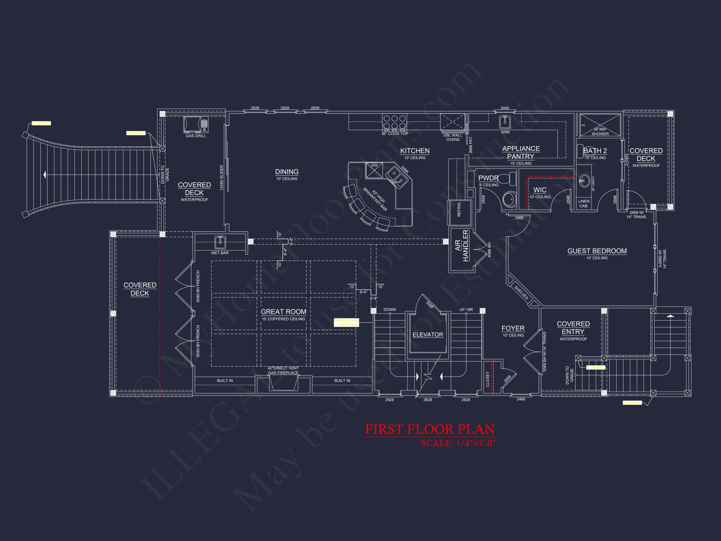 Custom Beach Home Plan with 3 Floors,4 Bedrooms & CAD Design