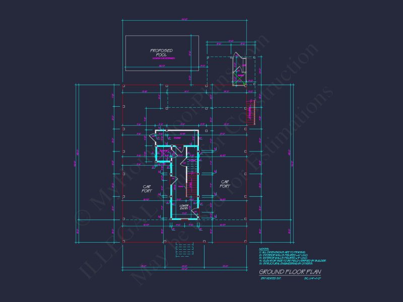 Custom Coastal house Floor Plan with CAD Designs and Blueprints