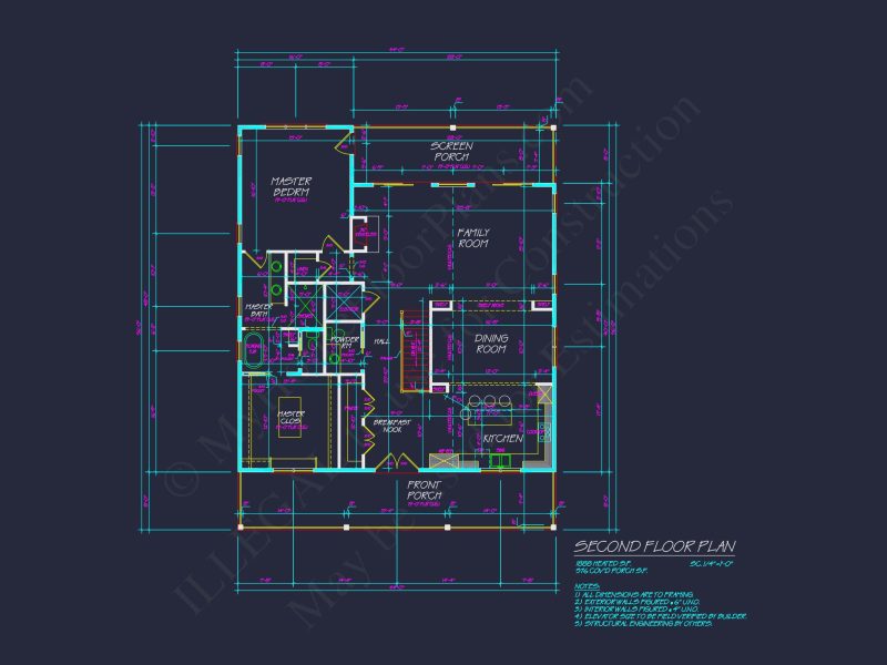 Custom Coastal house Floor Plan with CAD Designs and Blueprints