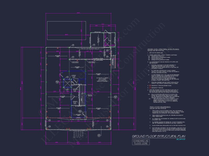 Custom Coastal house Floor Plan with CAD Designs and Blueprints