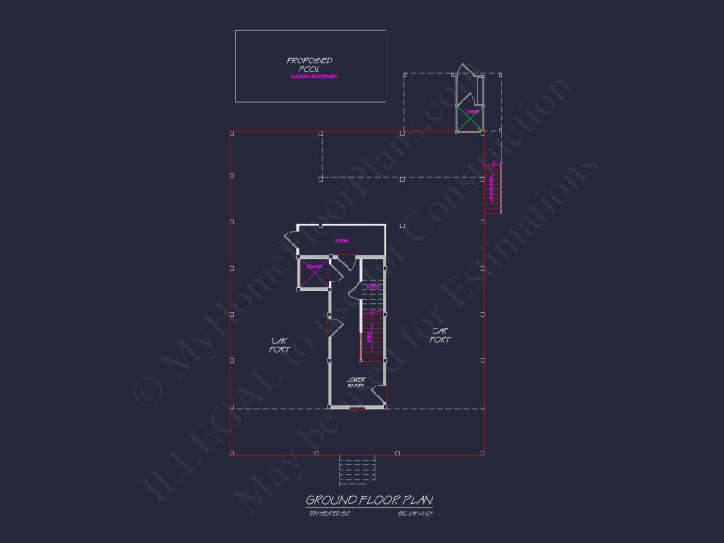 Custom Coastal house Floor Plan with CAD Designs and Blueprints