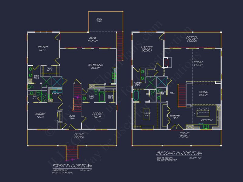 Custom Coastal house Floor Plan with CAD Designs and Blueprints