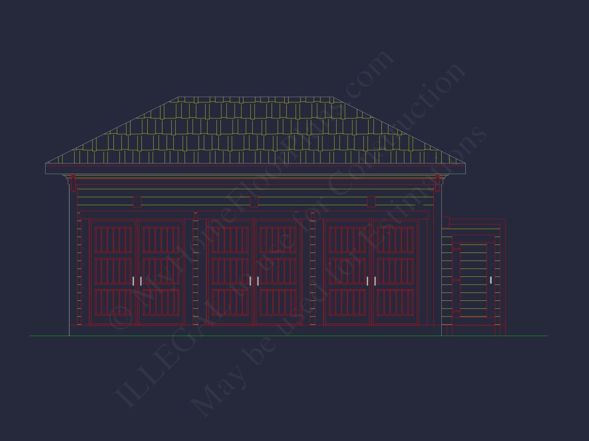 Custom Garage and Cart CAD Blueprint – 3-Bay Architectural Design