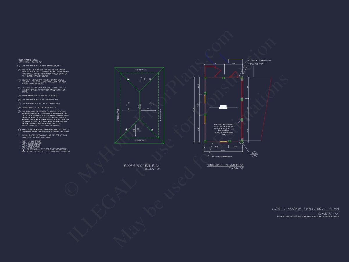 Custom Garage and Cart CAD Blueprint – 3-Bay Architectural Design