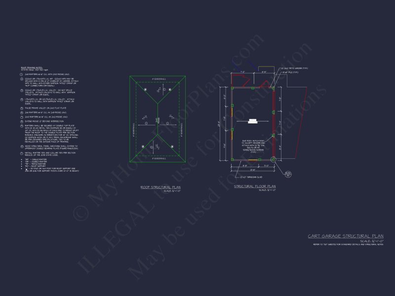 Custom Garage and Cart CAD Blueprint – 3-Bay Architectural Design