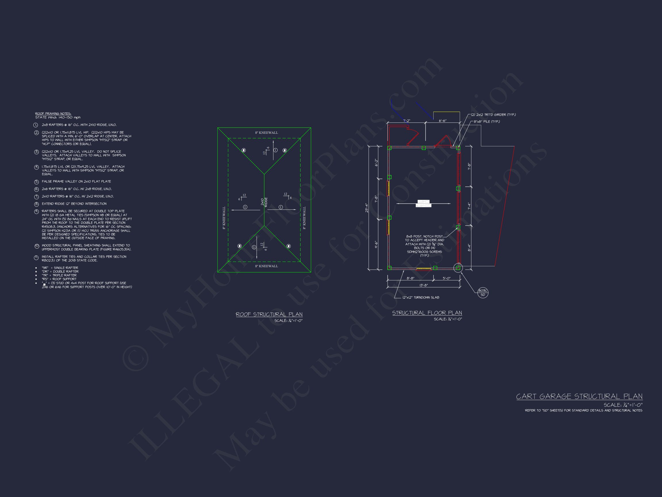 Custom Garage and Cart CAD Blueprint – 3-Bay Architectural Design