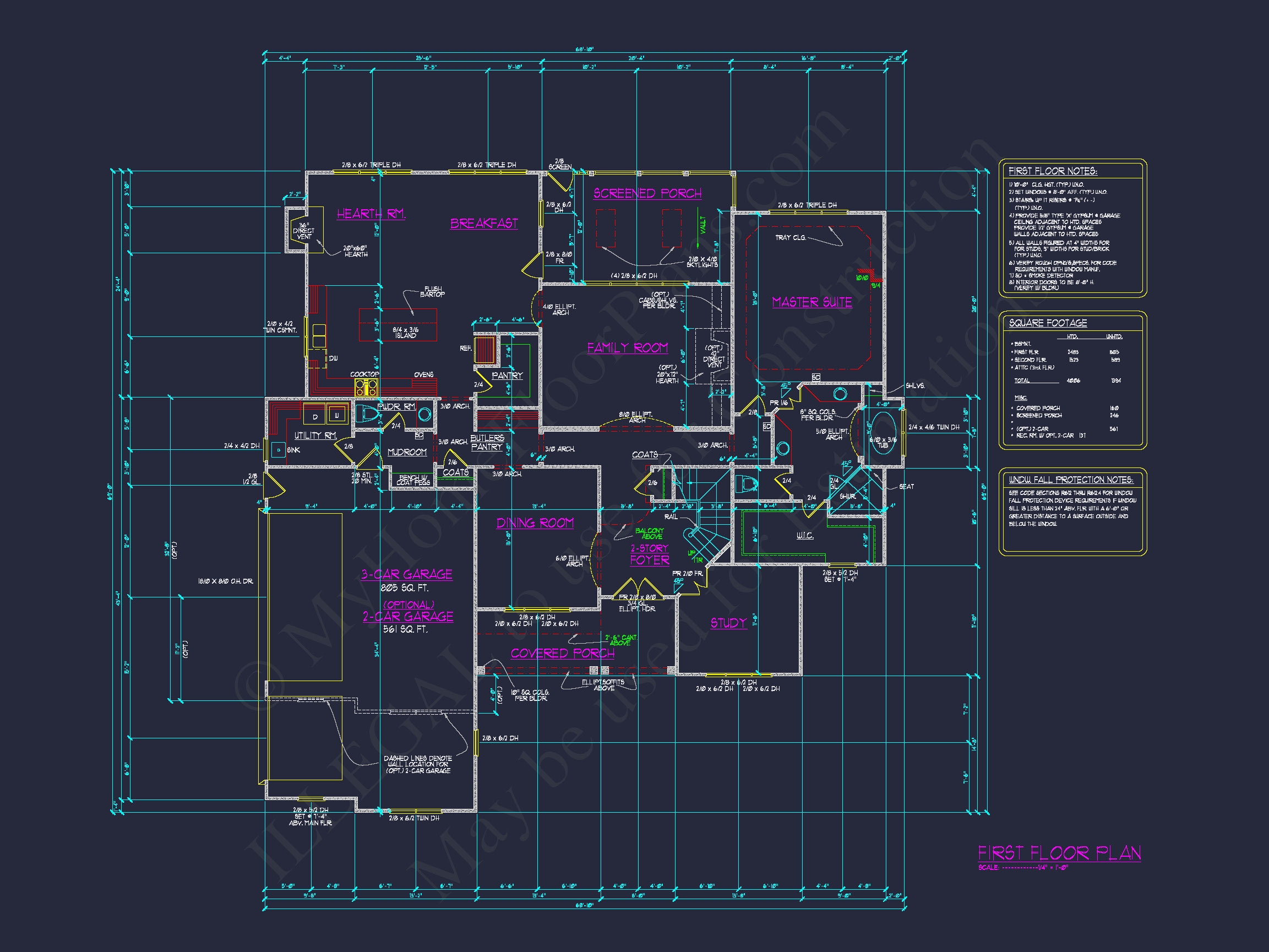 Custom Home Blueprint with 2-Story Plan and Modern Designs