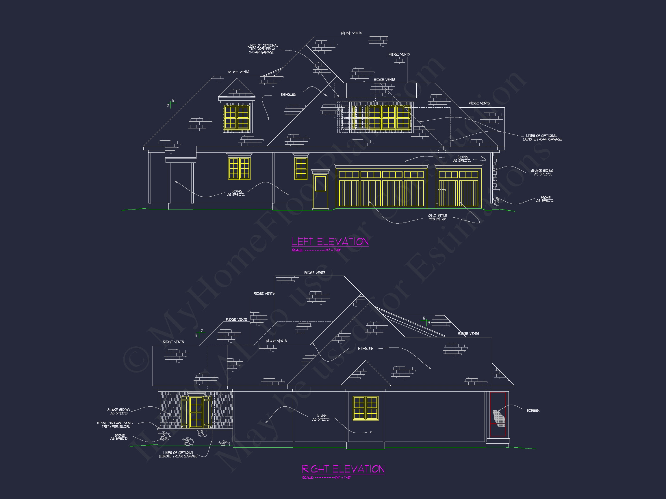 Custom Home Blueprint with 2-Story Plan and Modern Designs