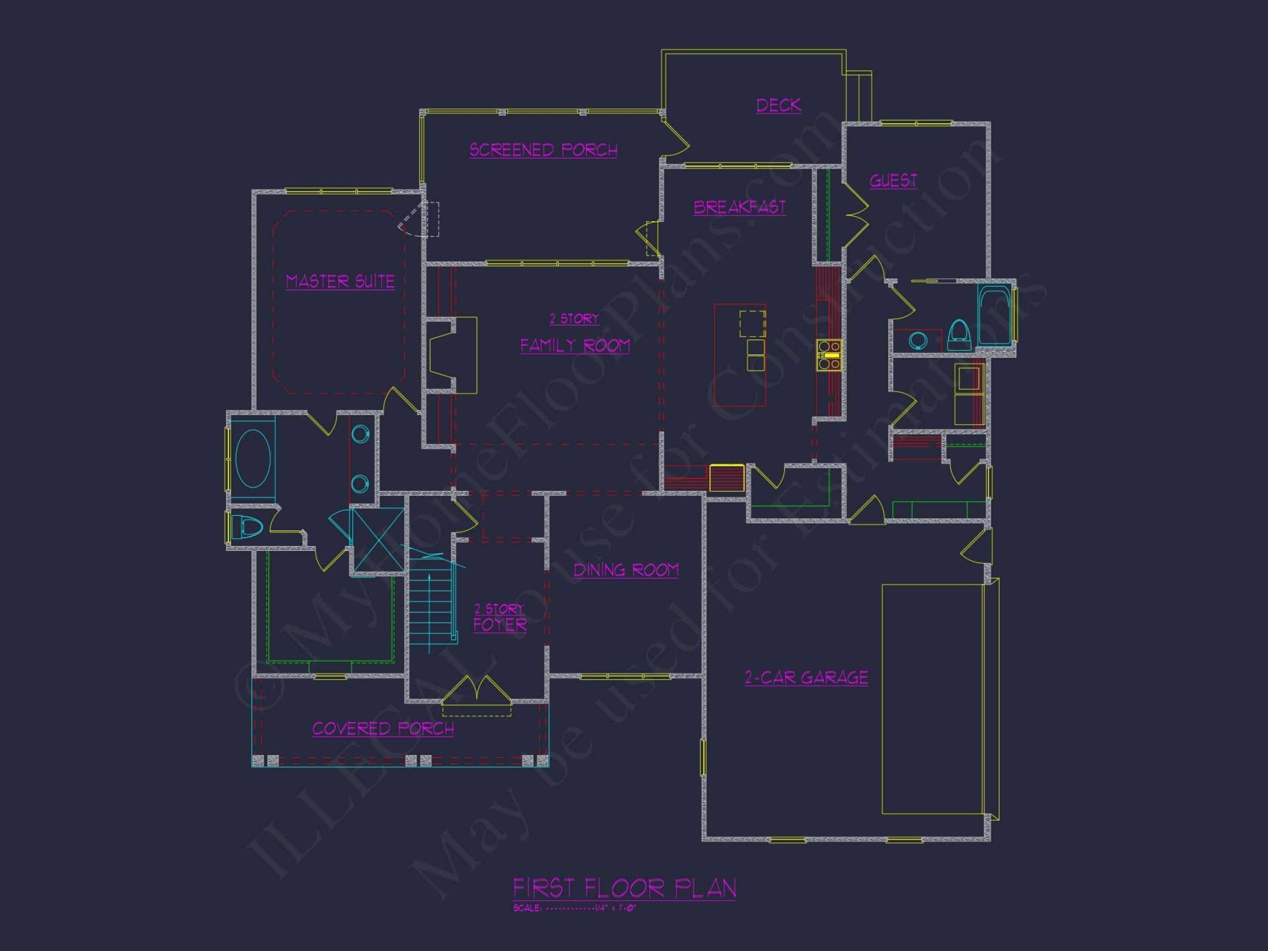 Custom house Blueprint with 4 Beds, 3 Baths & Floor Plan Designs