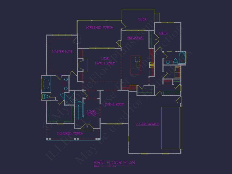 Custom house Blueprint with 4 Beds, 3 Baths & Floor Plan Designs
