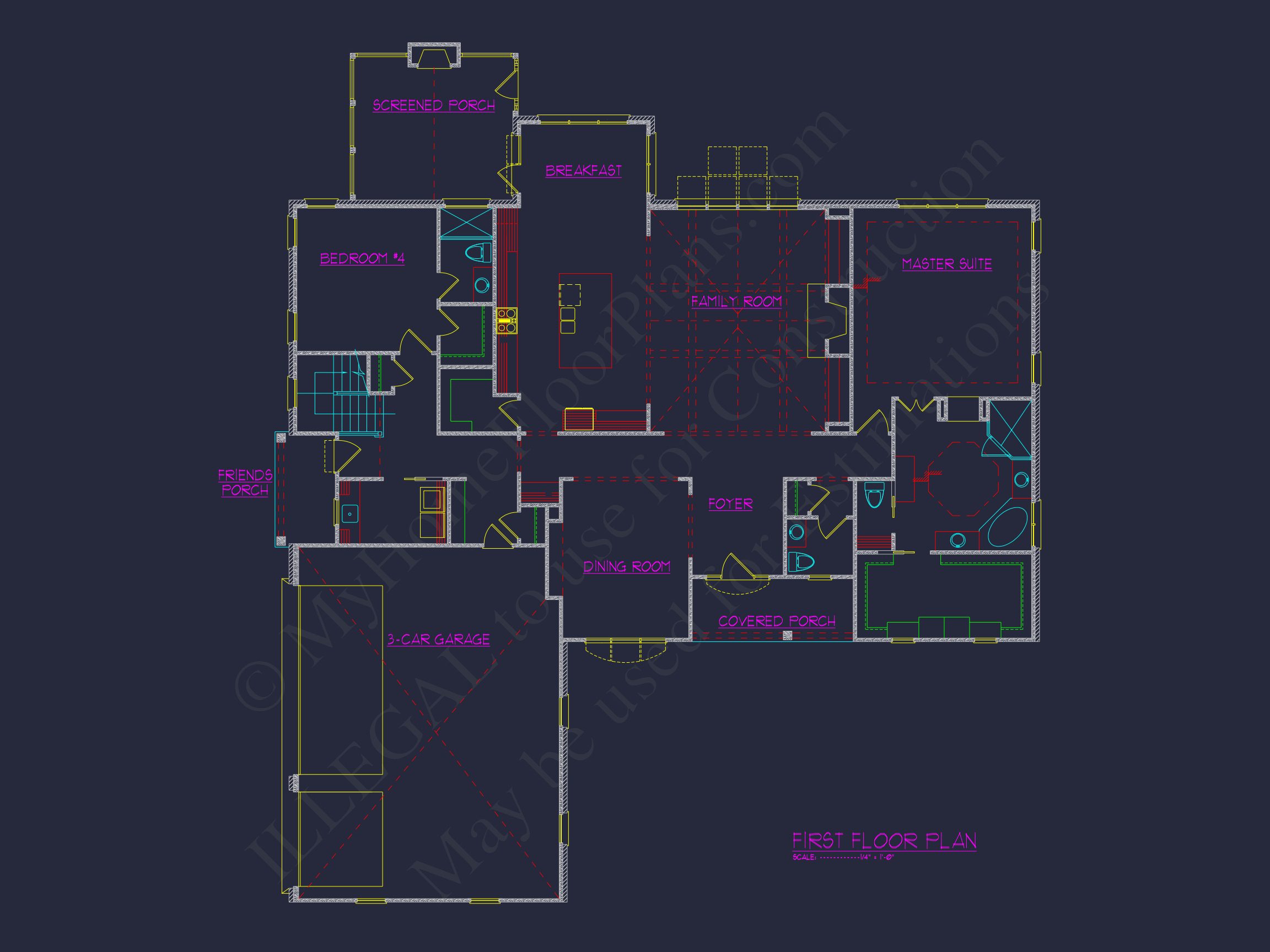 Custom house Blueprint with 4 Beds,4.5 Baths,Open Floor Plan Designs