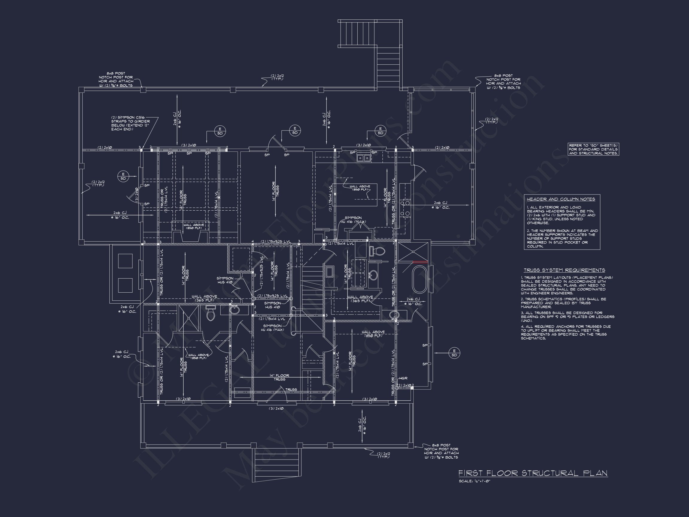 Custom house Blueprint with 5 Beds,Open Floor Plan — CAD Designs